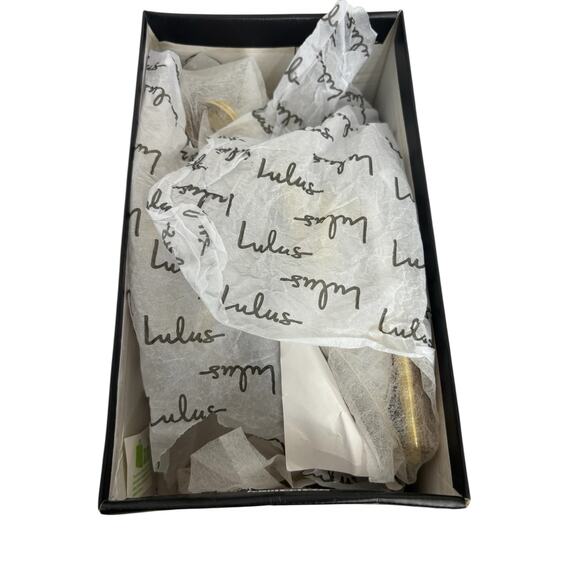 Lulus Sanga Gold Metallic Strappy Stiletto Heel Sandals NEW Size 7.5 - Picture 4 of 10